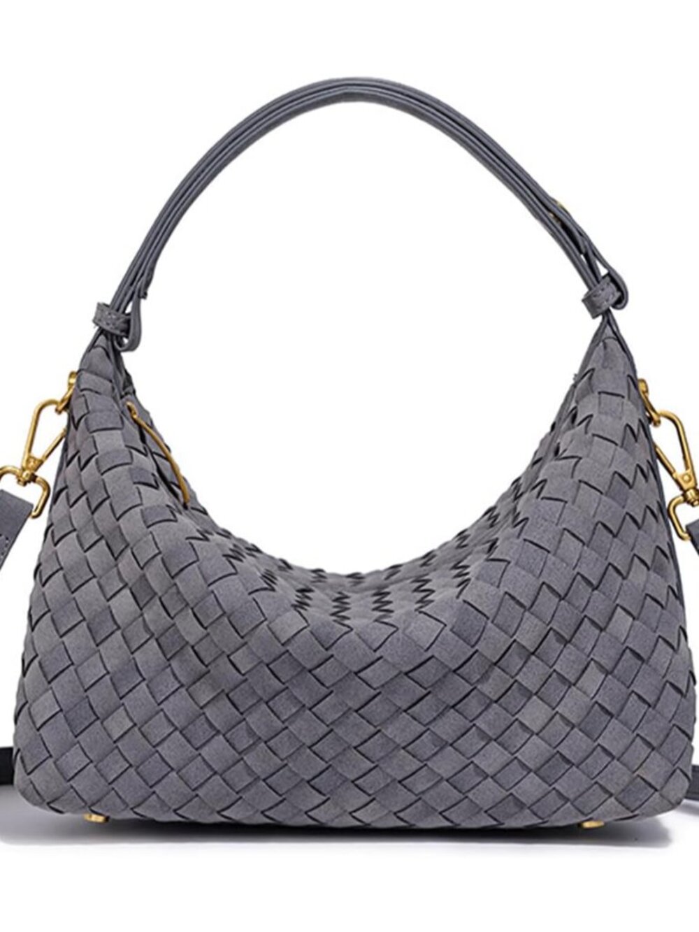 Woven Suede Shoulder Bag, Slouchy Crescent Hobo Purse & Satchel Handbag